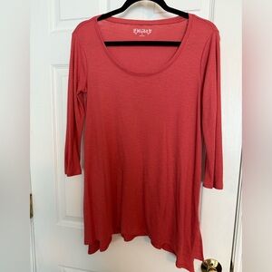 Mudd Orange Asymmetrical 3/4 Sleeve Tunic